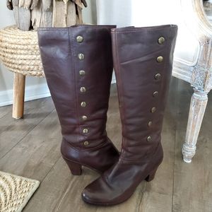 Clarks Women's Artisan Collection "Vermont Border" Tall Heeled Brown Boots SZ 9